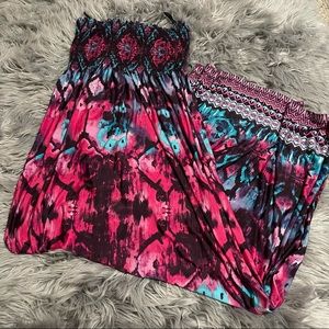 Rue 21 Multi Color Print Strapless Maxi Dress